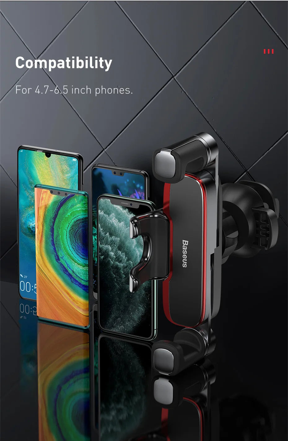 Baseus Car Phone Holder Metal Gravity Auto Air Vent Mobilephone Stand For 4.7-6.5 Inch Phone Invisibile Car Support