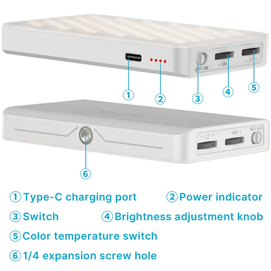 3200K-6500K Adjustable Video Lighting with Diffuser & Suction Mount for Computers, Tripods & Vlogging
