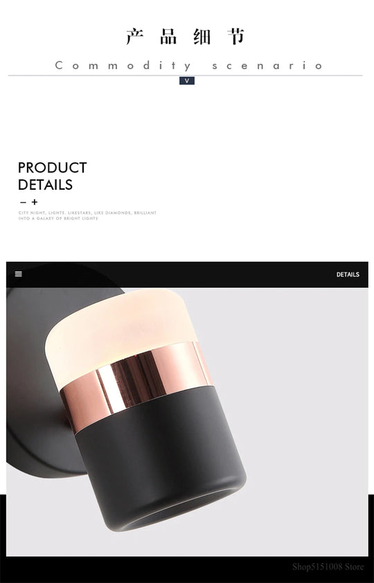 LED rotating wall lamp Modern simple metal wall lamps Living room bracket light study bedroom Lights aisle Lighting with switch