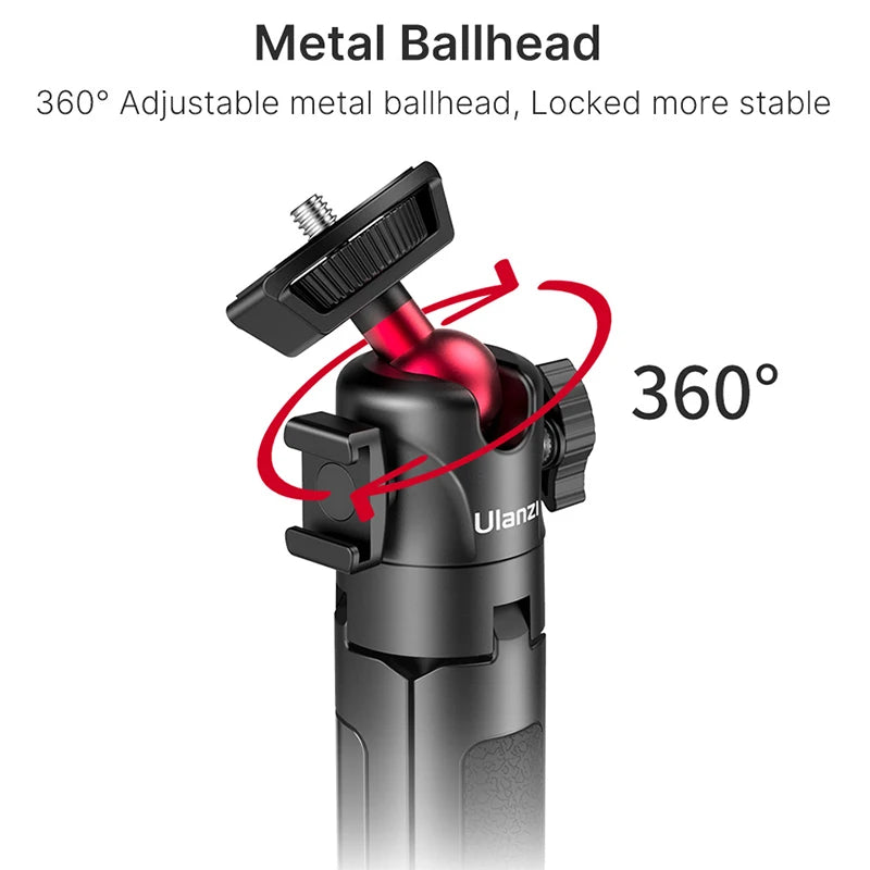 Cold Shoe Ball Head, 1/4'' Mini Selfie Stick Holder, DSLR Mount Bracket