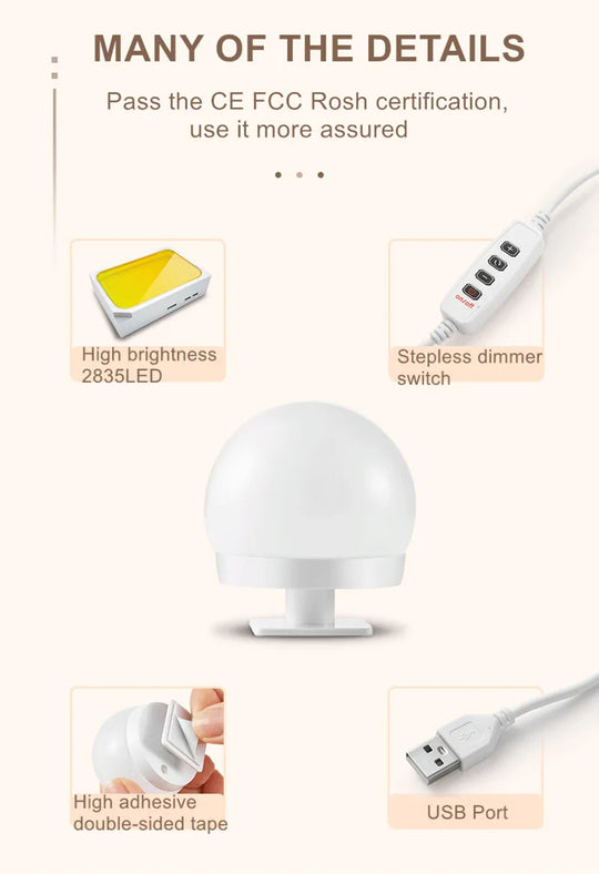 Makeup Mirror LED Light Bulbs Vanity Lights USB 12V Bathroom Dressing Table Lighting Dimmable LED Vanity Light For Mirror Light