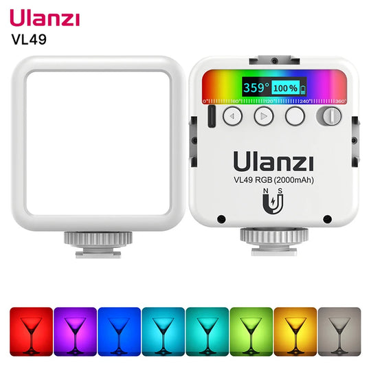 2500K-9000K LED Video Light with 800LUX, Magnetic Mini Fill Light & 3 Cold Shoes