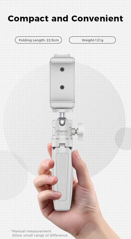 White Foldable Tripod & Monopod Mount for DSLR, Android, iPhone, Smartphone (1/4'' Thread)