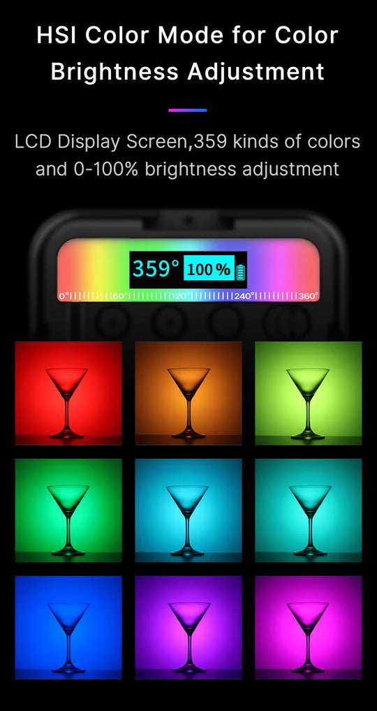 2500K-9000K LED Video Light with 800LUX, Magnetic Mini Fill Light & 3 Cold Shoes