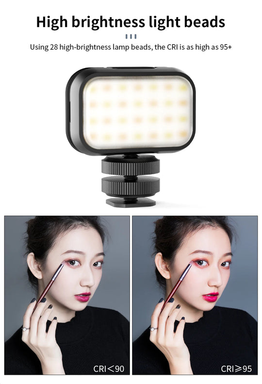 6500K Soft Fill Light with Diffuser, 120Lux, Type-C Charging, and Ultra-Portable Vlogging Light