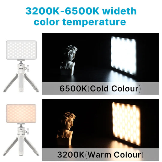 3200K-6500K Adjustable Video Lighting with Diffuser & Suction Mount for Computers, Tripods & Vlogging