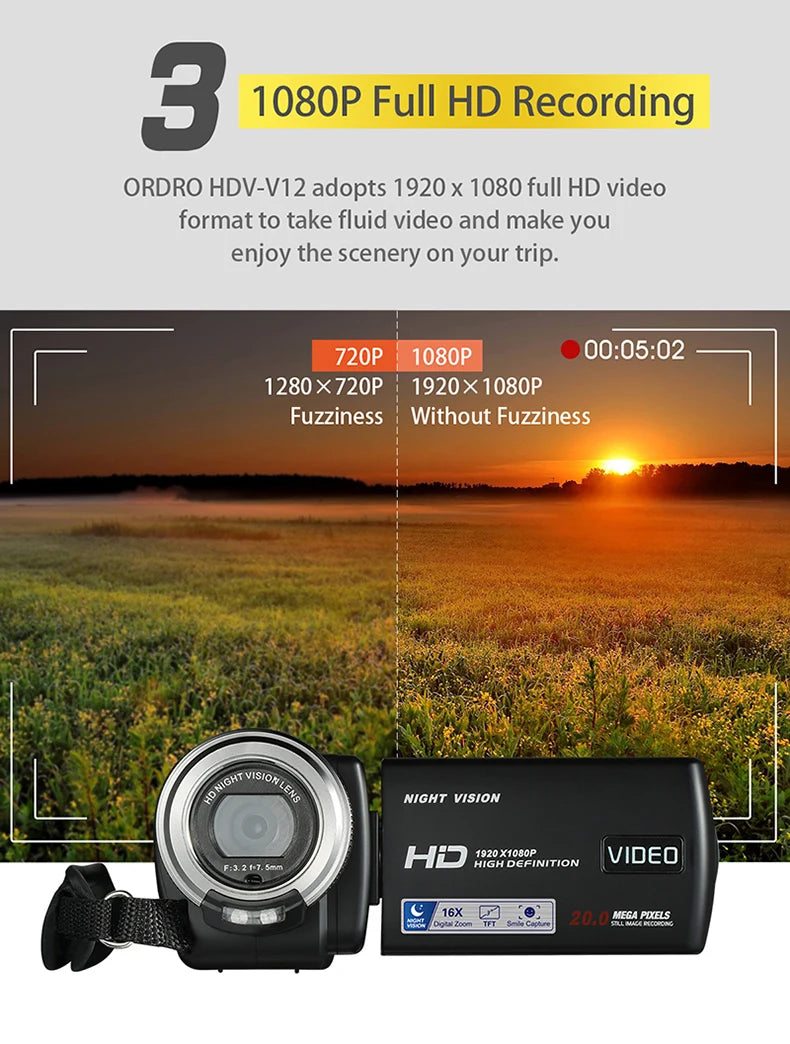 Ordro V12 Vlog Video Camera