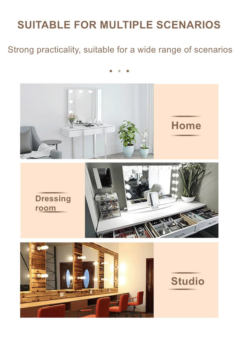 Makeup Mirror LED Light Bulbs Vanity Lights USB 12V Bathroom Dressing Table Lighting Dimmable LED Vanity Light For Mirror Light