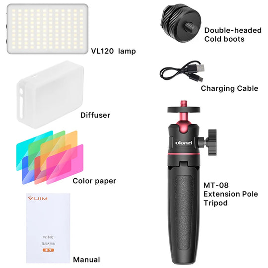 3200K-6500K Adjustable Video Lighting with Diffuser & Suction Mount for Computers, Tripods & Vlogging