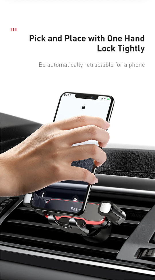 Baseus Car Phone Holder Metal Gravity Auto Air Vent Mobilephone Stand For 4.7-6.5 Inch Phone Invisibile Car Support