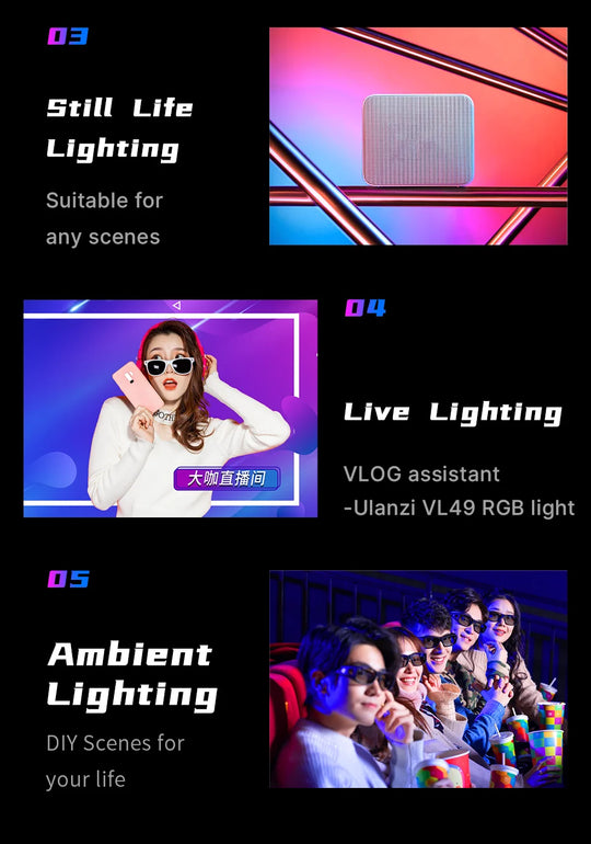 2500K-9000K LED Video Light with 800LUX, Magnetic Mini Fill Light & 3 Cold Shoes