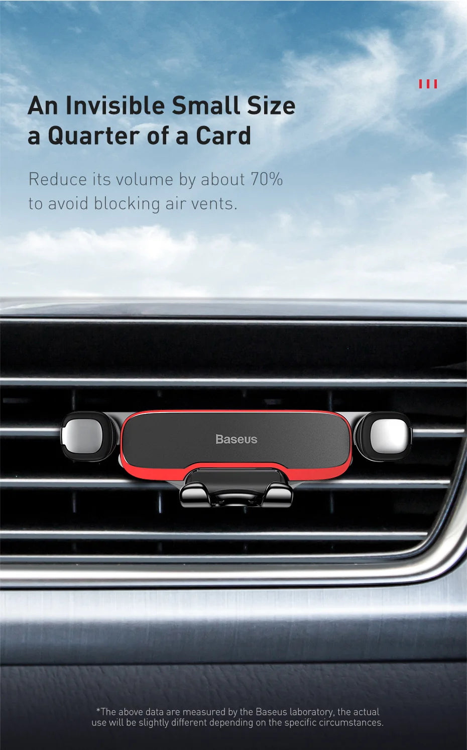 Baseus Car Phone Holder Metal Gravity Auto Air Vent Mobilephone Stand For 4.7-6.5 Inch Phone Invisibile Car Support