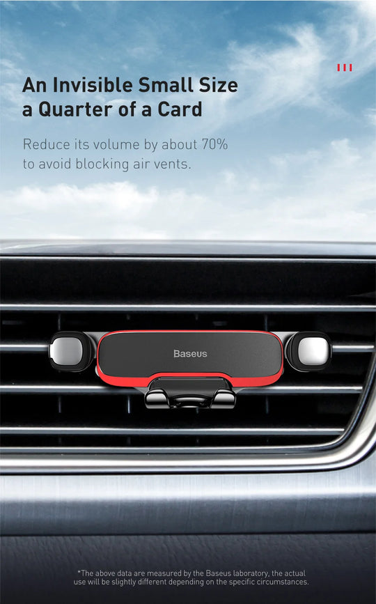 Baseus Car Phone Holder Metal Gravity Auto Air Vent Mobilephone Stand For 4.7-6.5 Inch Phone Invisibile Car Support