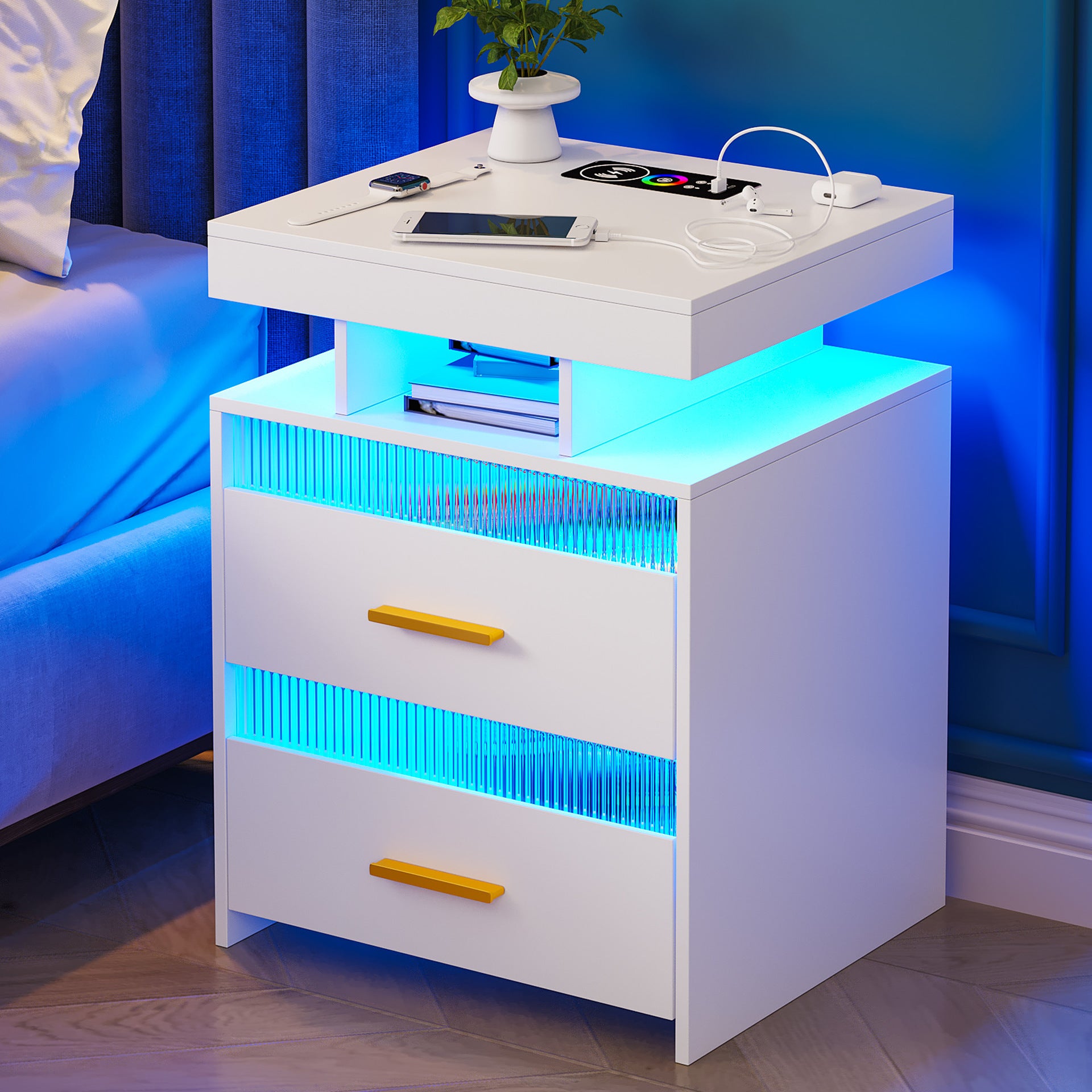 Smart Bedside Table with Built-In Charging Station – Jscomfortzstore