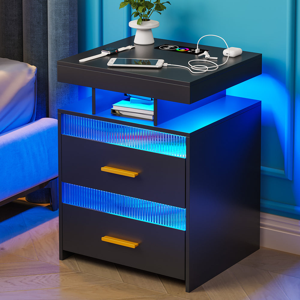 Smart Bedside Table with Built-In Charging Station
