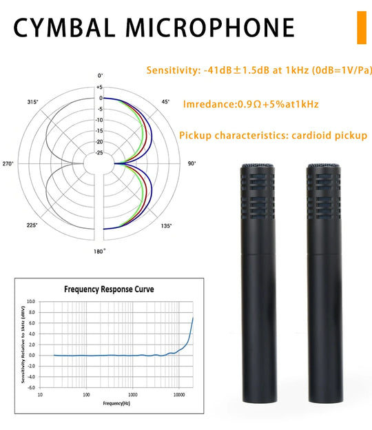 914 drum microphone, windproof cotton heart-shaped tubular condenser microphone, for live performances and studio recording