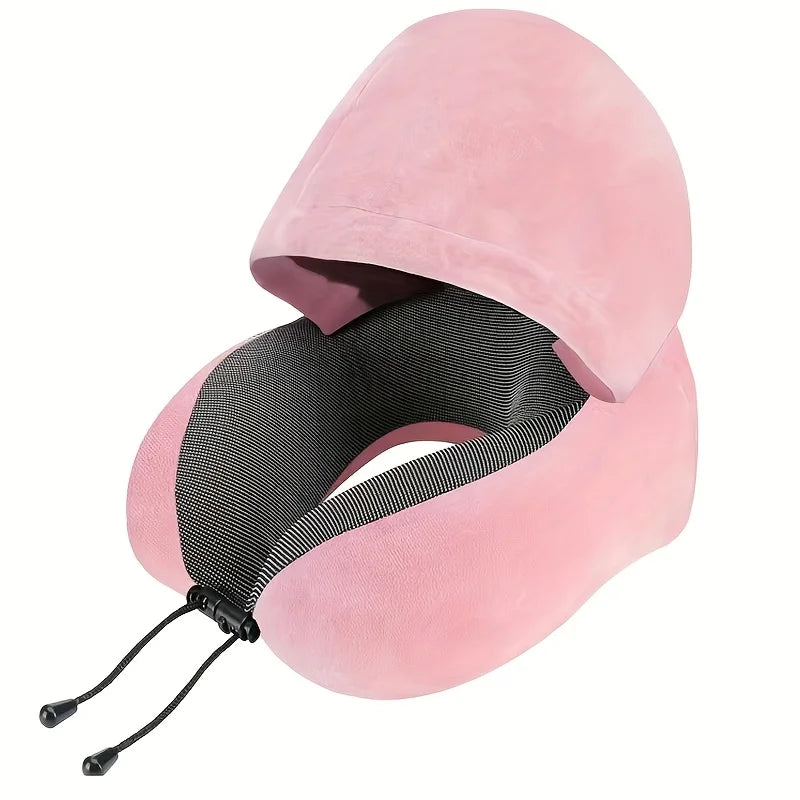 U-Shaped Travel Pillow with Hoodie