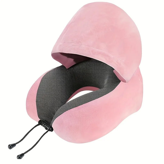 U-Shaped Travel Pillow with Hoodie