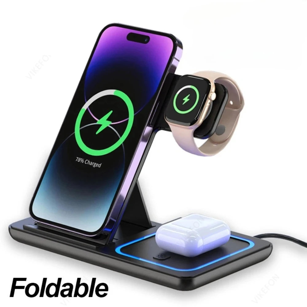 Foldable 3-in-1 Wireless Charging Station