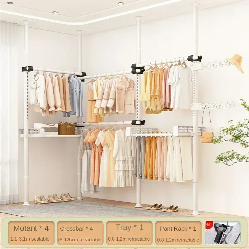 Dressing Rooms Hanger Floor Clothes Racks Clothing Shoe Floor Bedroom Garment Rack Rail Free Standing Percheros Furniture