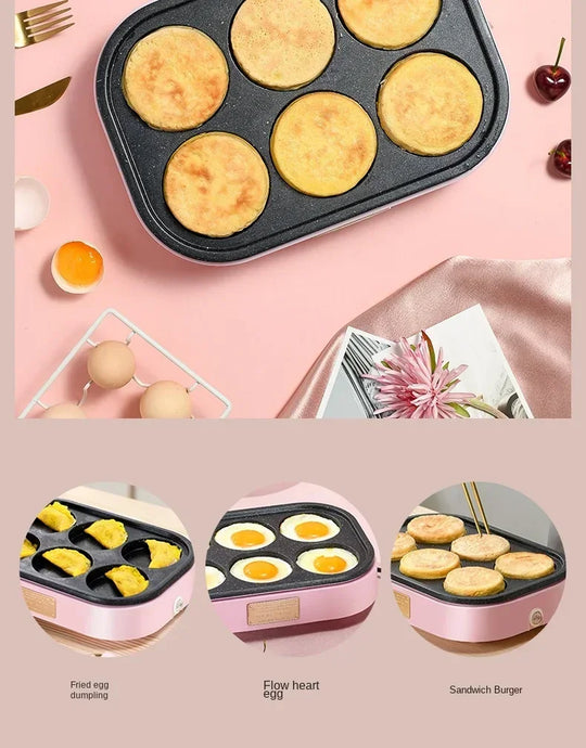 Fried egg burger machine non-stick flat bottom household frying pan breakfast pancake pancake pan small four-hole fried artifact