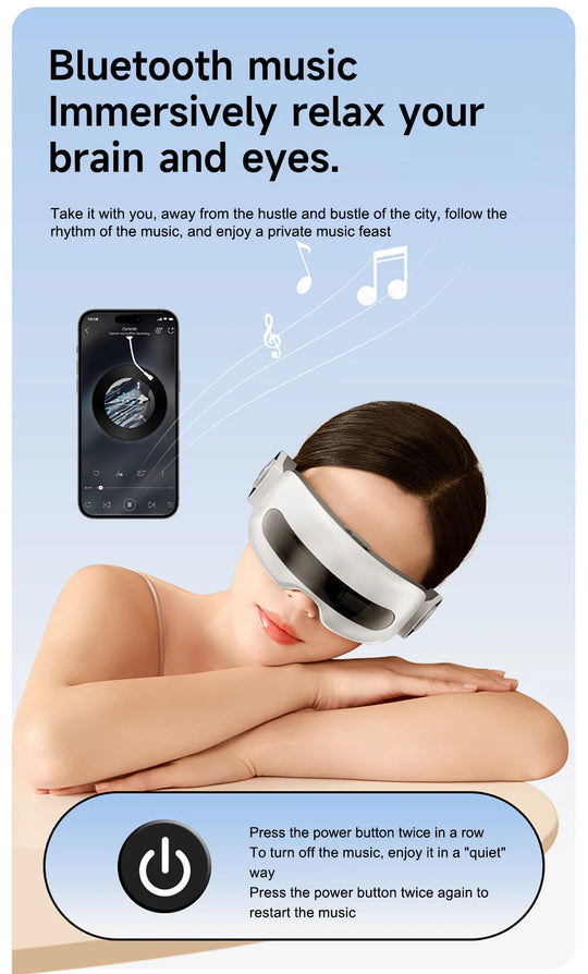 Eye Massager with Heat Smart Airbag Vibration Visible Eye Massage Hot Compress Bluetooth Music Eye Moistening Massager Device