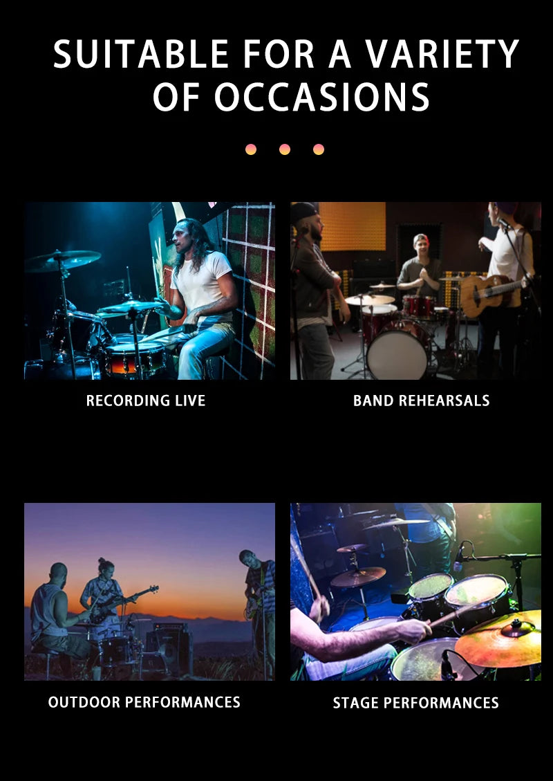 914 drum microphone, windproof cotton heart-shaped tubular condenser microphone, for live performances and studio recording