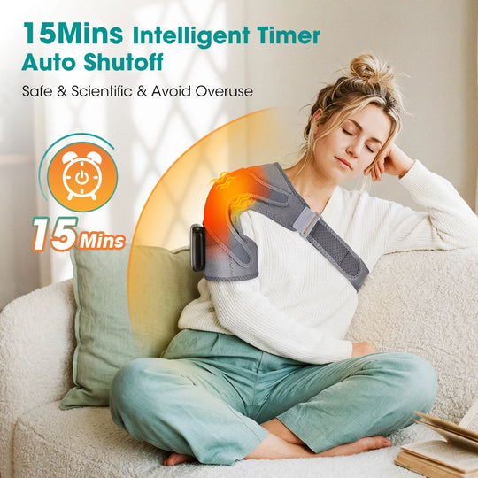 Electric Heating Shoulder Knee Massager with 3 Levels Vibration Muscle Relax Belt for Arm Enlarge Size for Shoulder