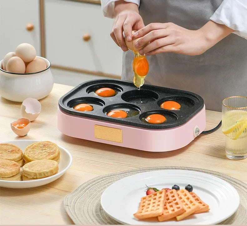 Fried egg burger machine non-stick flat bottom household frying pan breakfast pancake pancake pan small four-hole fried artifact