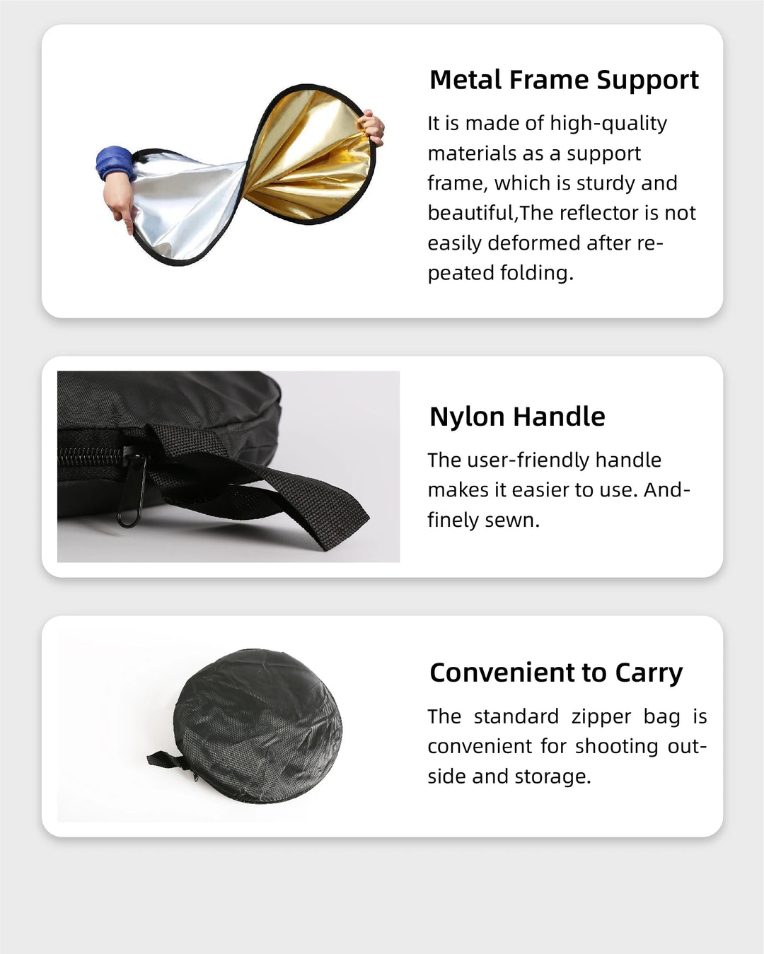 RF01 5-in-1 Collapsible Round Photography Reflector