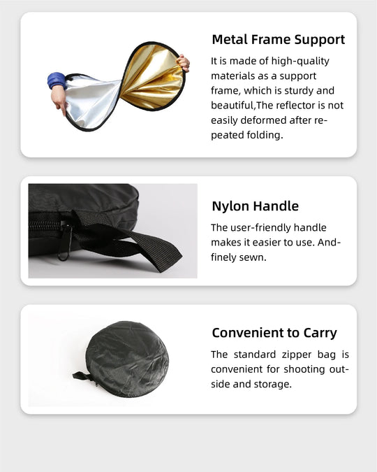 RF01 5-in-1 Collapsible Round Photography Reflector