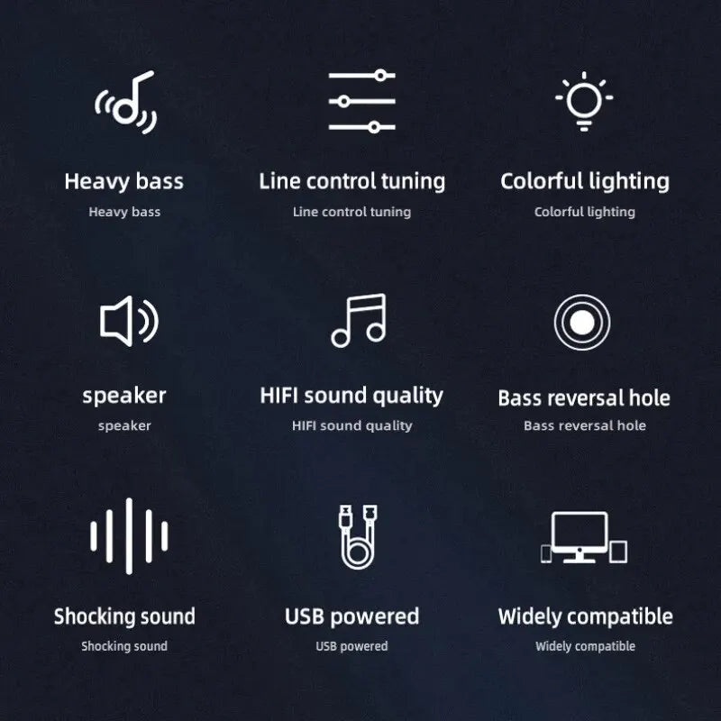HIFI Stereo Computer Speakers with Mic & LED Light