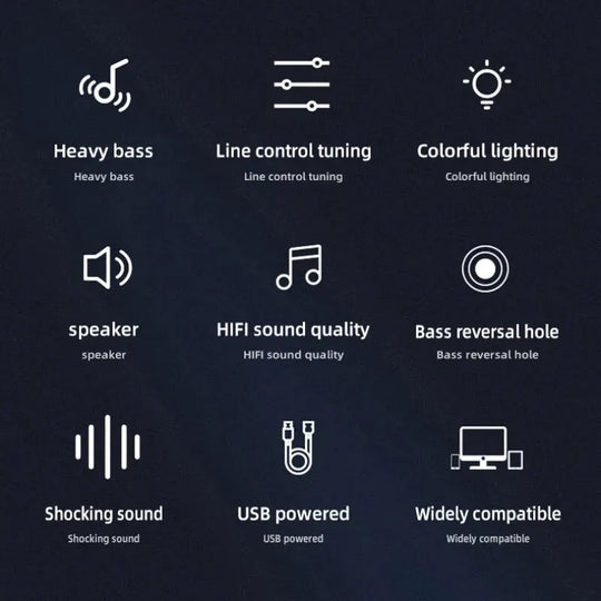 HIFI Stereo Computer Speakers with Mic & LED Light
