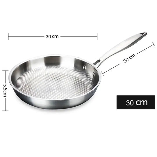 Frying Pan 304 Stainless Steel Skillet 28/30cm Non-stick Pan NO-coating Eggs Steak Frying Pot Use Gas and Induction Stove Woks