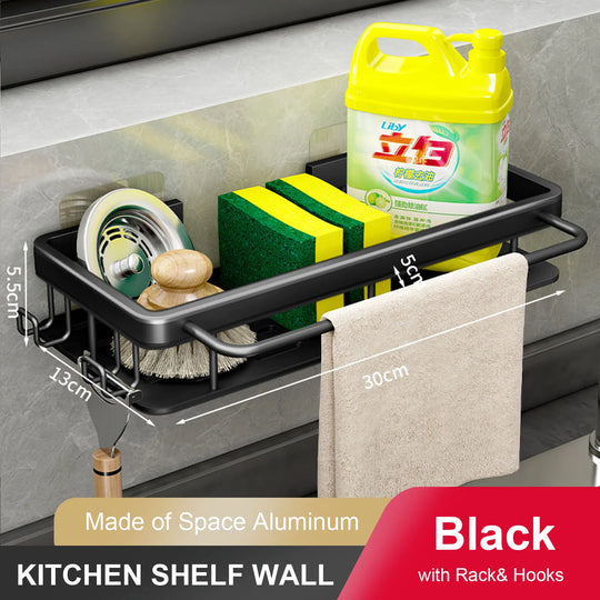 Wall Storage Suspended Kitchen Sink Drainer Sponge Holder Kitchen Soap Rack No Drill Shelf Storage And Kitchen Organization