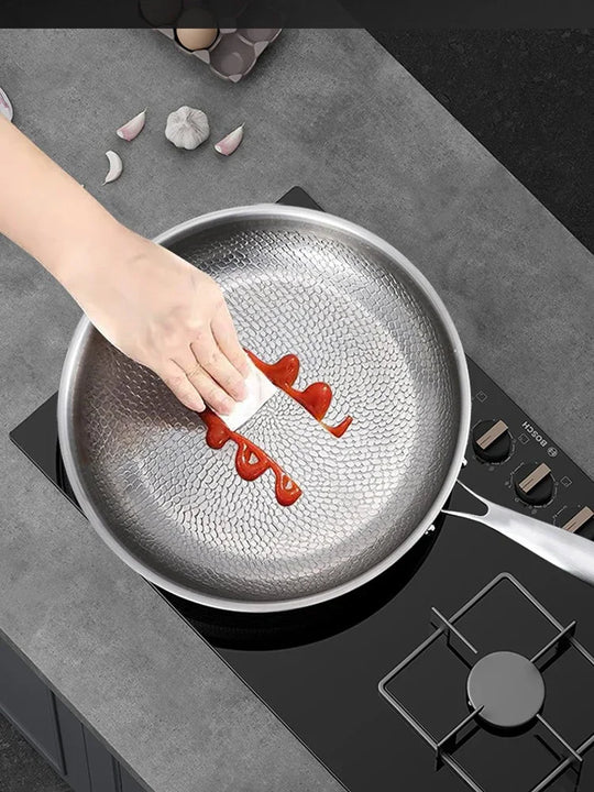 Titanium Frying Pan Thickened Non-Stick Non-Coating Hammer Pattern Fried Steak Pan Gas Stove Pot Induction Kitchen Cookwarev