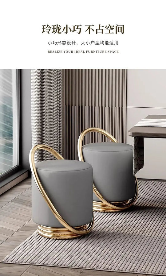 Dressing Table, Stool, Home Living Room Coffee Table, Simple Bedroom Makeup Sofa, Nordic Modern Light Luxury Round Dressing