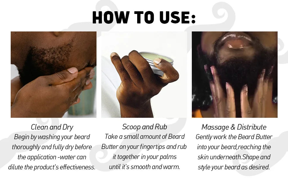 Beard Nourish Moisturizing Cream Men Whisker Balm Promote Hair Growth Moustache Wax for Groomed Charming Beards Styling Products