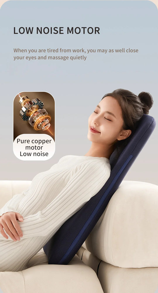 Shiatsu Neck and Back Massager with Heat Full Back Fixed Point Knead Rolling Ultra Slim Massage Cushion for Home Office Seat Use