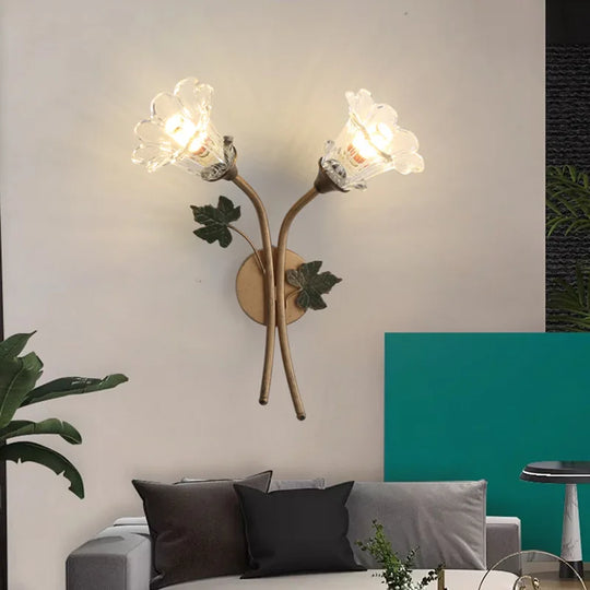 American Wall Lamp - Modern Minimalist & French Rustic Floral Design for Living Room/Bedroom Headboard