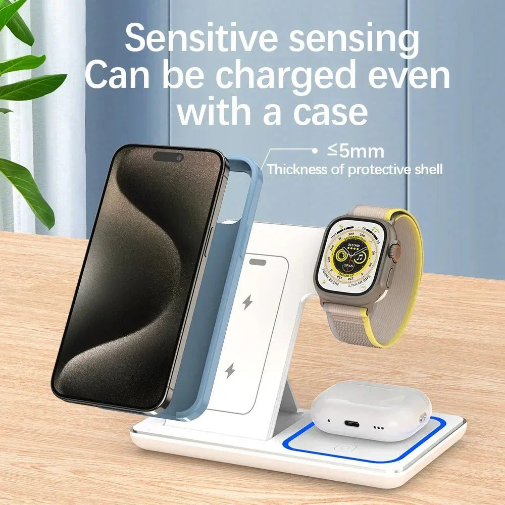 30W 3-in-1 Wireless Charger Stand with LED