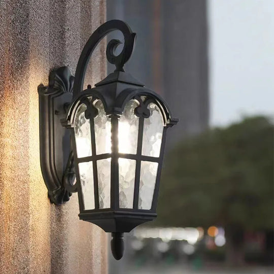 American Retro Outdoor Waterproof Wall Lamp Black Balcony Corridor Aisle Courtyard Exterior Wall Villa Gate Garden LED Lamp