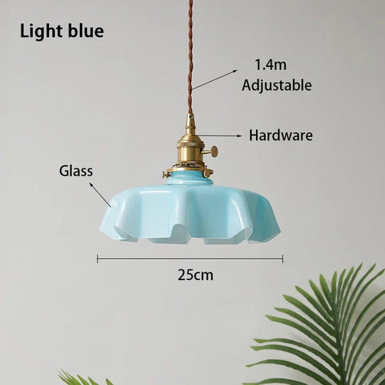 Modern Glass Flower Long-linePendant Lamp With Switch Aluminum all-Copper Lamp Head Bedroom Bedside And Dining Room Lighting