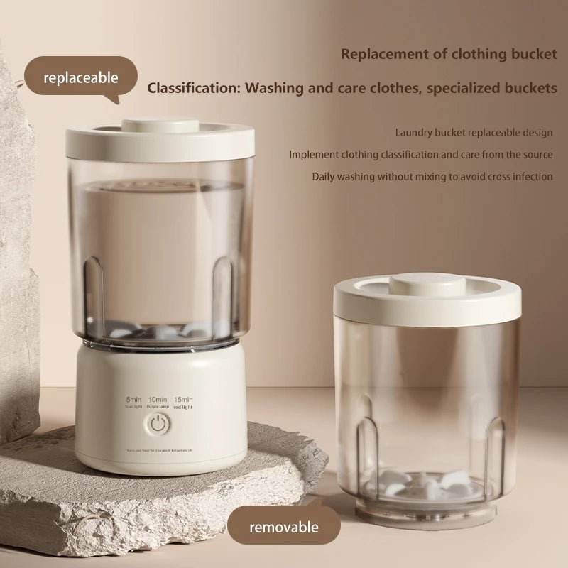 Mini Washer Underwear&Socks Makeup Brush Cleaner Washer Rechargeable Wireless Portable for Travel/Home/Dormit