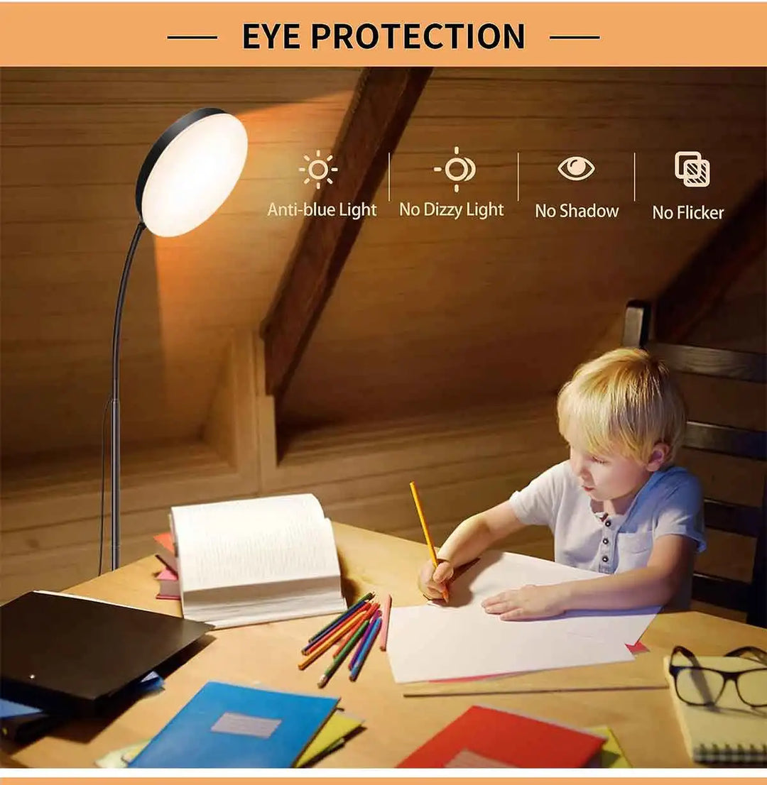 LED Floor Lamp Bright Tall Standing Lamp with 4 Brightness Levels 4 Color Temperatures Adjustable Gooseneck Standard Lamp