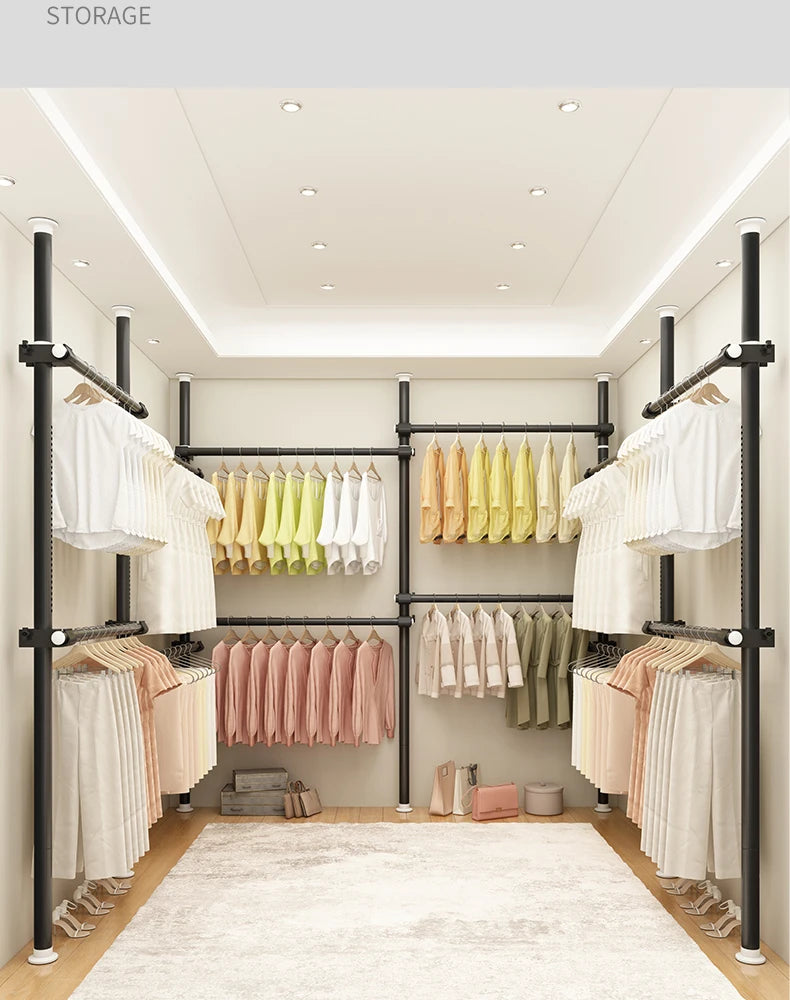 Dressing Rooms Hanger Floor Clothes Racks Clothing Shoe Floor Bedroom Garment Rack Rail Free Standing Percheros Furniture