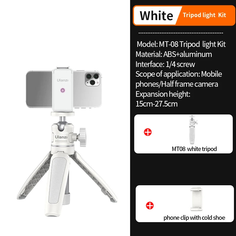 White Foldable Tripod & Monopod Mount for DSLR, Android, iPhone, Smartphone (1/4'' Thread)