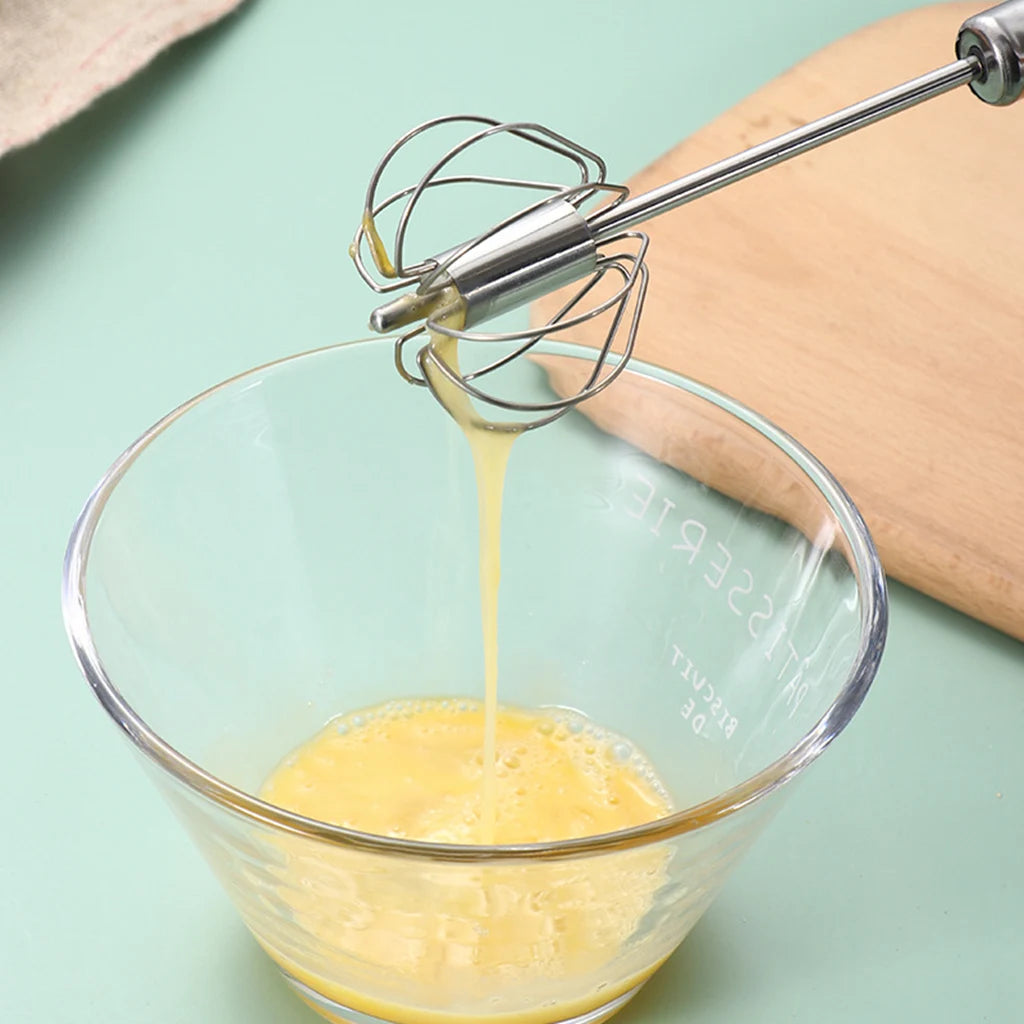 Semi-Automatic Egg Beater 304 Stainless Steel Egg Whisk Manual Hand Mixer Self Turning Egg Stirrer Kitchen Egg Tools