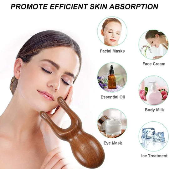 Natural Sandalwood Gua Sha Massager and Facial Combs Set for Face and Scalp Care - Jscomfortzstore