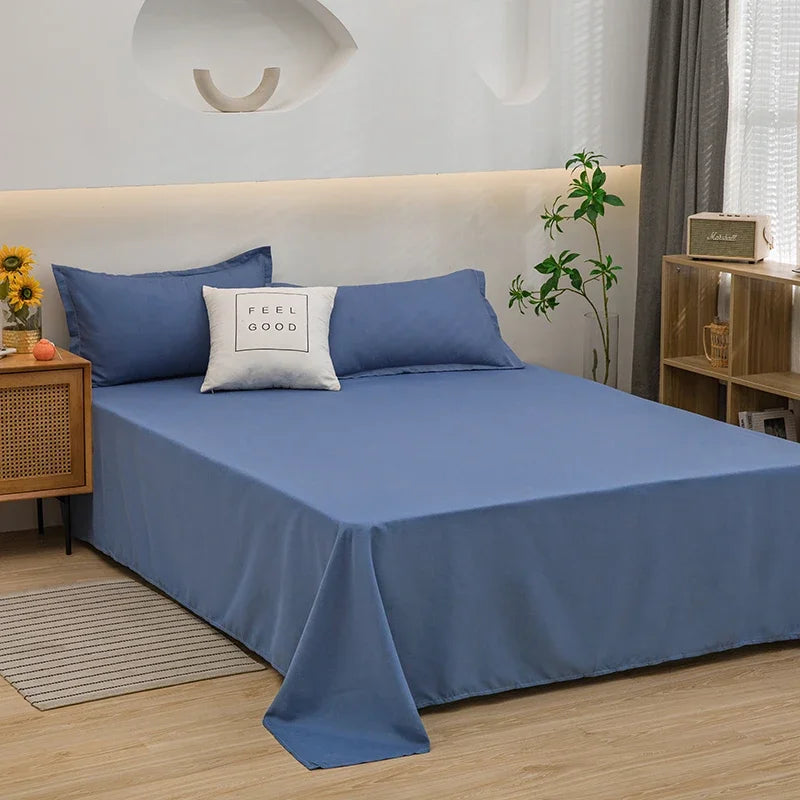 Soft Home Bed Linen Sheets Bed Flat Sheet for Double Bed Plain Solid Color Top Sheets Single/Queen/King Flat Bedsheets